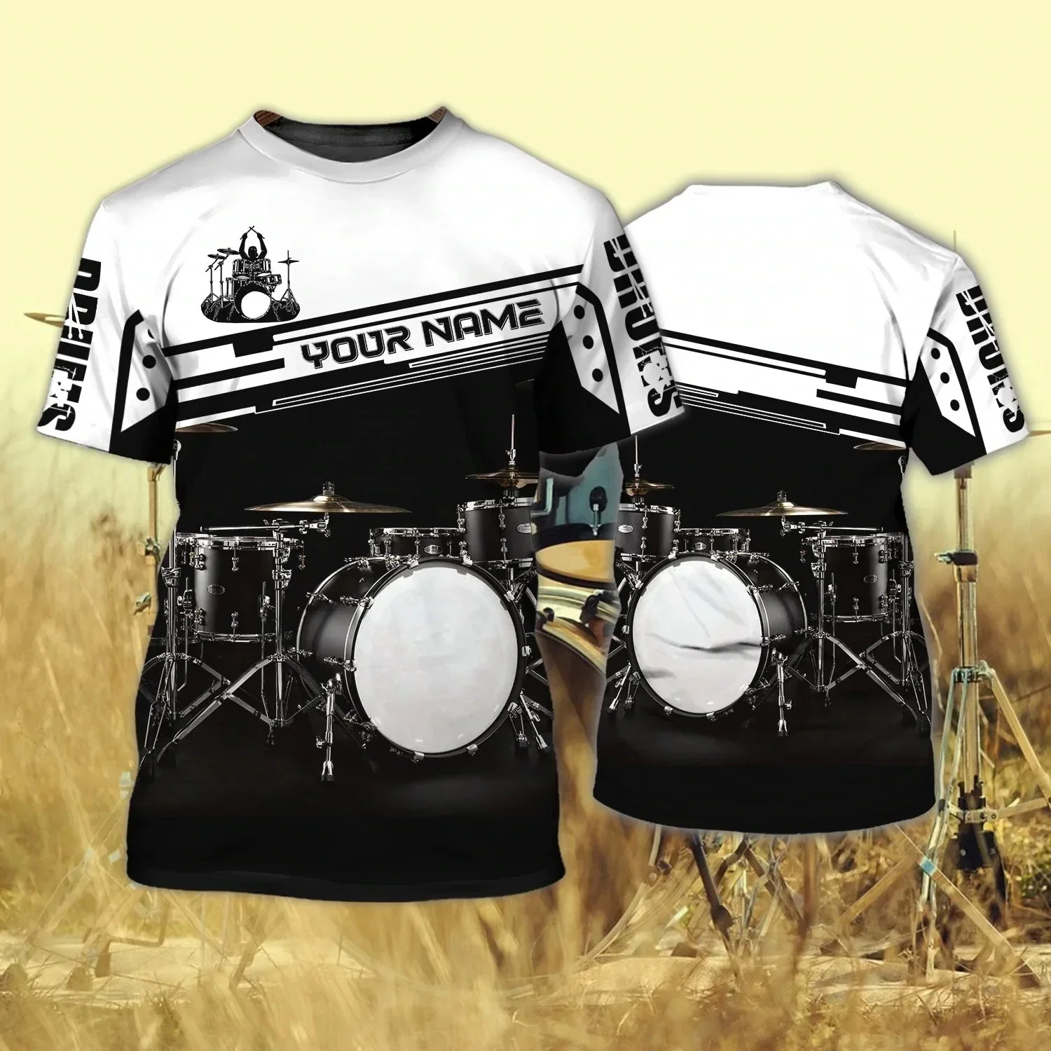 Musical Instrument And Name - Kaus Pria Musim Panas Cetak Seluruh