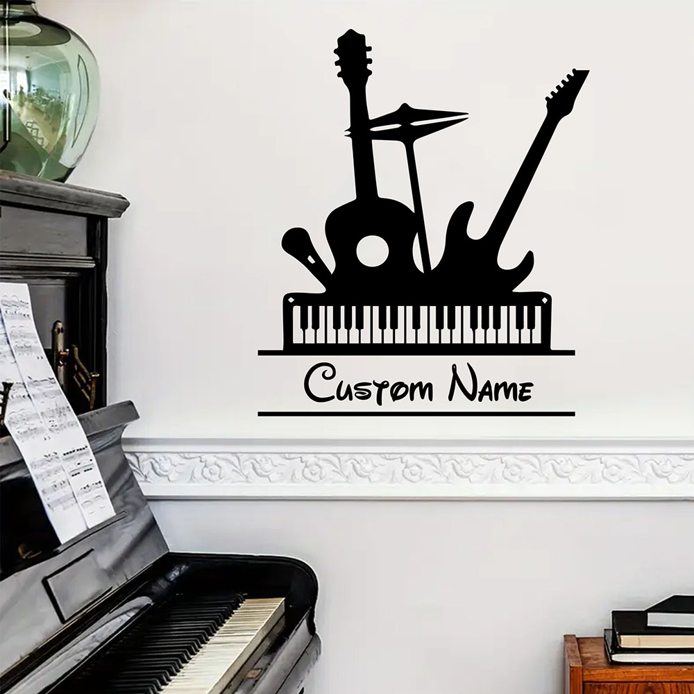Musical Instrument And Name - 1 Buah Stiker Dinding Nama Kustom