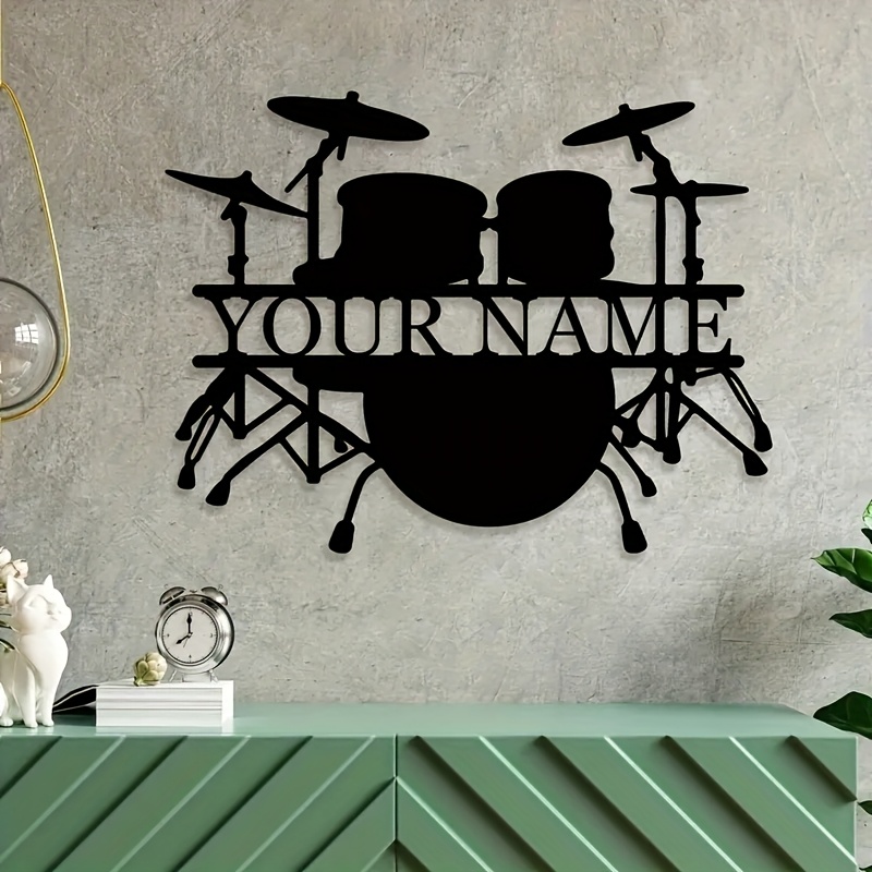 Musical Instrument And Name - Papan Seni Dinding Logam Set Drum