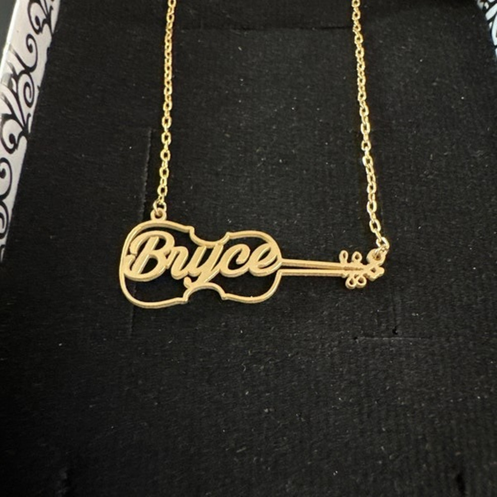 Musical Instrument And Name - Kalung Biola Custom Personalisasi Lapis Emas