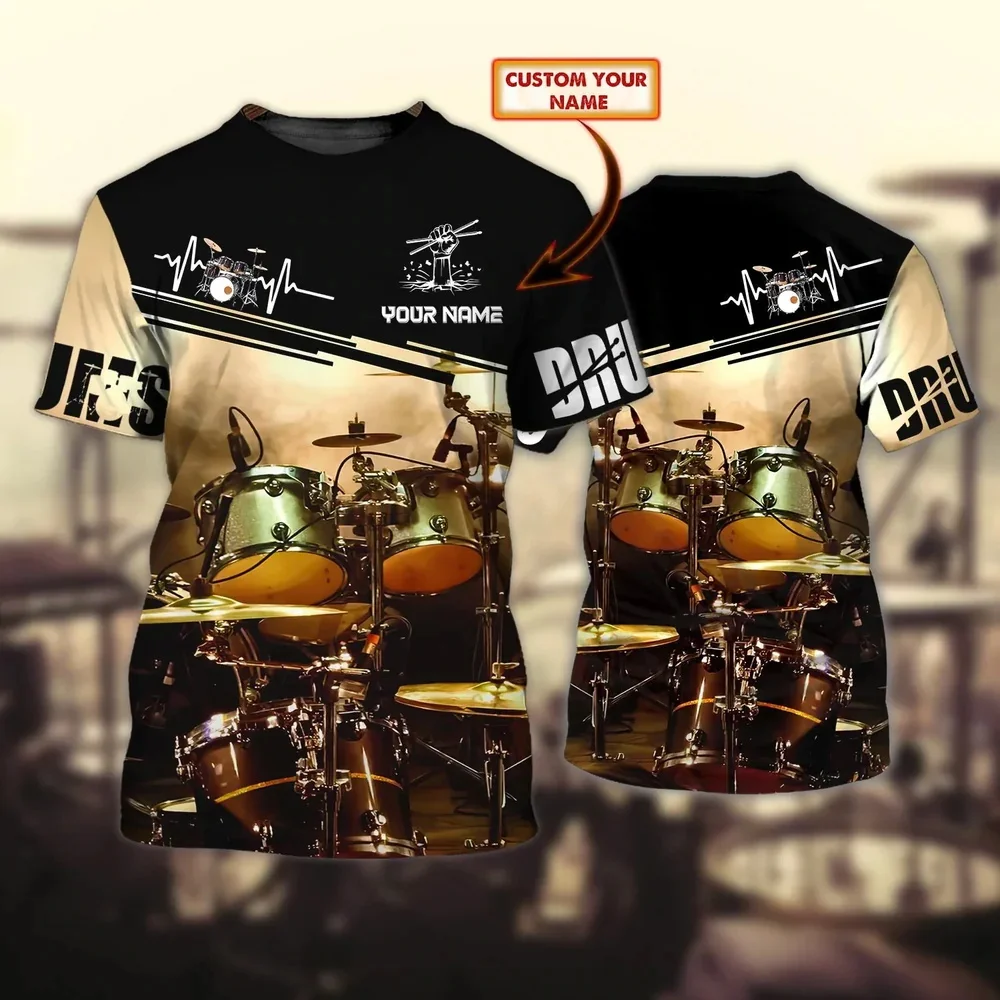 Kaus Pria Musim Panas Cetak Se - Musical Instrument And Name ulasan dan harga